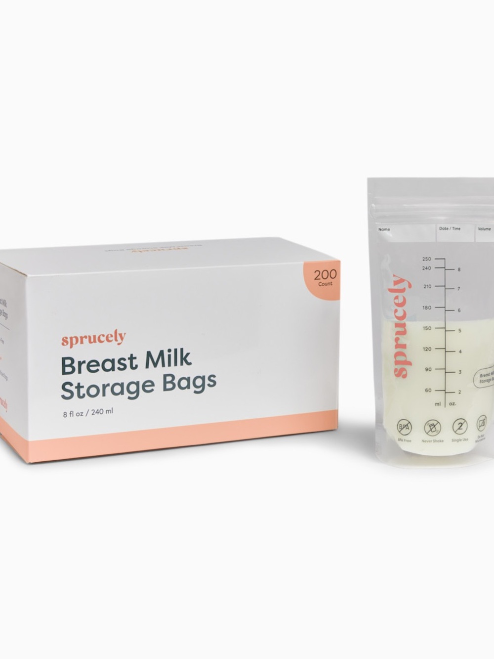 New! Sprucely Breast Milk Storage Bag-300-count